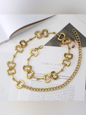 Gold Link Chain Belt Necklace - Women's Fashion Accessory